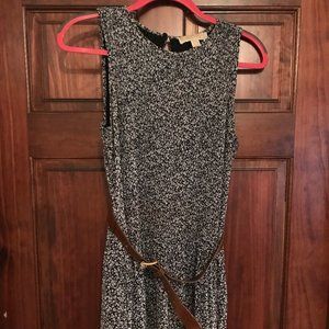 Michael Kors navy blue floral shift dress with belt size M